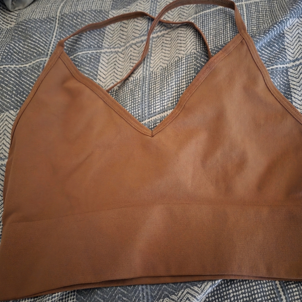 Swank A Posh Seamless Sculpt Bralette Brown Size Small